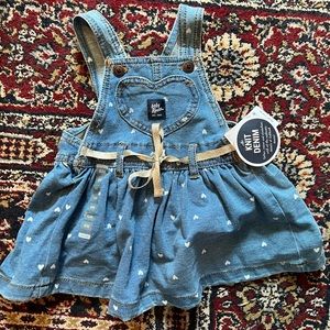 Baby B’gosh Knit denim heart print romper NWT